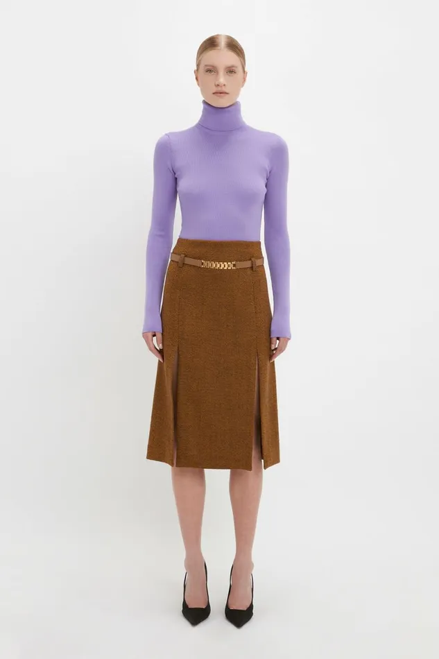 Women Knitwear Victoria Beckham Knitted Polo Neck Jumper In Lilac