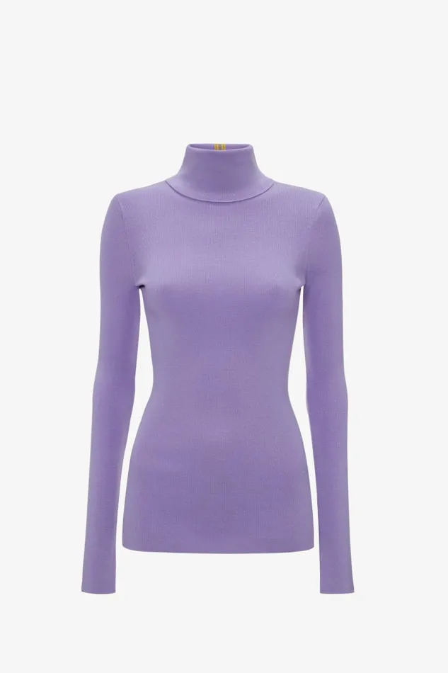 Women Knitwear Victoria Beckham Knitted Polo Neck Jumper In Lilac