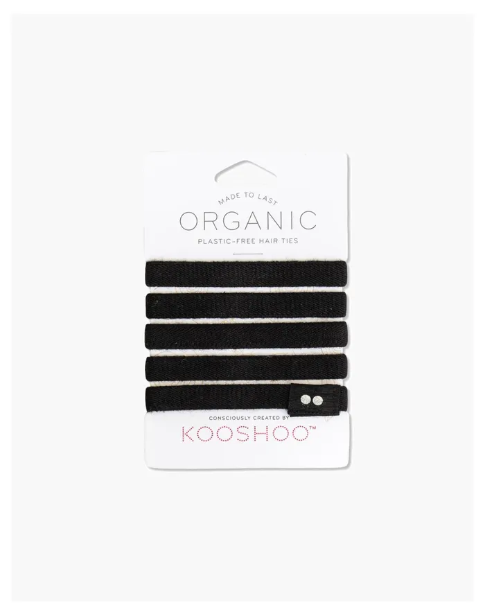 Women KOOSHOO Five Pack Plastic Free Organic Cotton Hair Ties Black Madewell MWL Athleisure