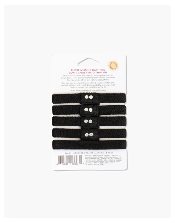 Women KOOSHOO Five Pack Plastic Free Organic Cotton Hair Ties Black Madewell MWL Athleisure Women KOOSHOO Five Pack Plastic Free Organic Cotton Hair Ties Black Madewell MWL Athleisure