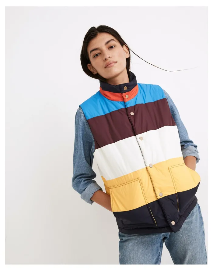Women Kule Reversible Simon Puffer Vest Multi Madewell Jackets