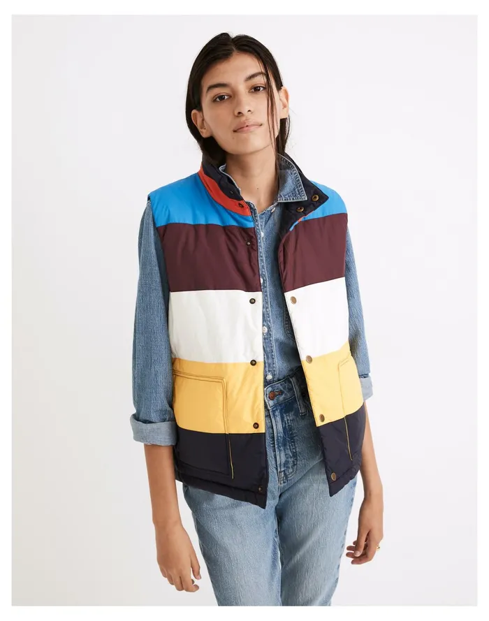 Women Kule Reversible Simon Puffer Vest Multi Madewell Jackets Women Kule Reversible Simon Puffer Vest Multi Madewell Jackets