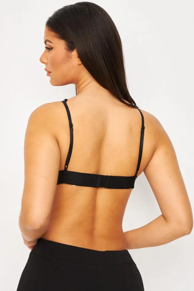 Women Lace Underwire Bra With Black Flowers Brentiny Paris Lingerie
