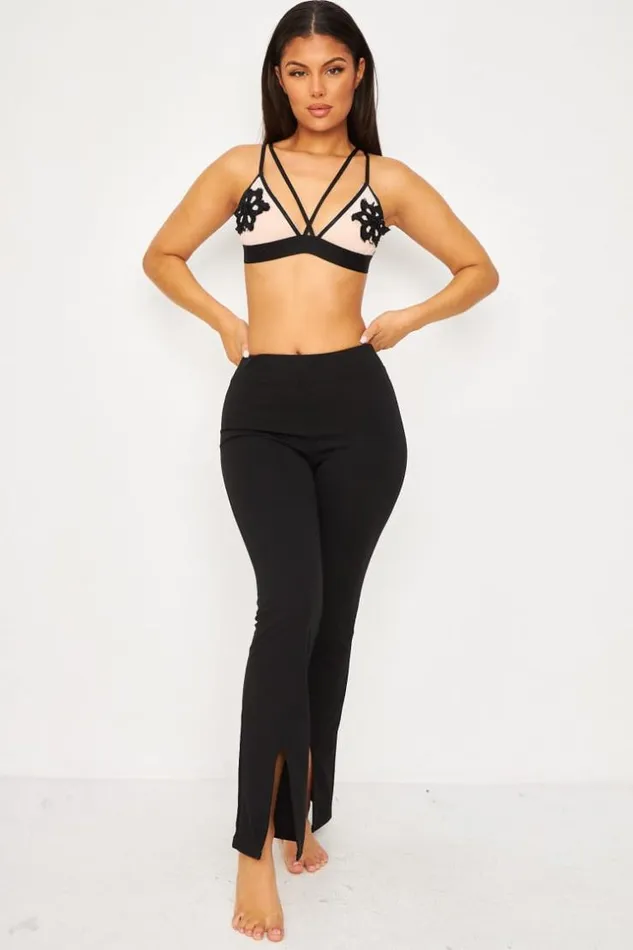 Women Lace Underwire Bra With Black Flowers Brentiny Paris Lingerie