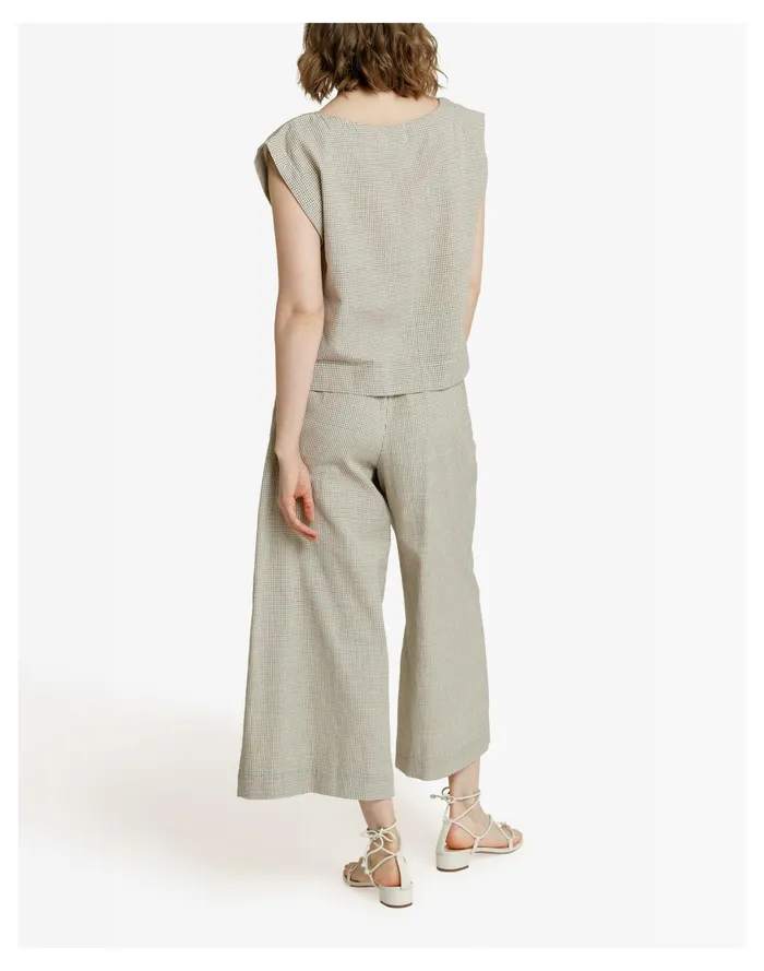 Women LAUDE The Label Everyday Top Sand Grid Multi Madewell Tops and Shirts Women LAUDE The Label Everyday Top Sand Grid Multi Madewell Tops and Shirts