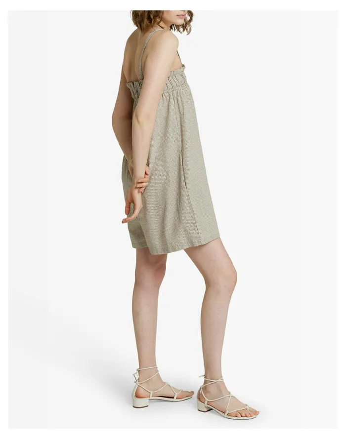Women LAUDE The Label Thea Romper Sand Grid Multi Madewell Jumpsuits and Overalls Women LAUDE The Label Thea Romper Sand Grid Multi Madewell Jumpsuits and Overalls
