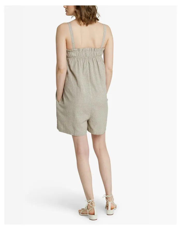 Women LAUDE The Label Thea Romper Sand Grid Multi Madewell Jumpsuits and Overalls Women LAUDE The Label Thea Romper Sand Grid Multi Madewell Jumpsuits and Overalls