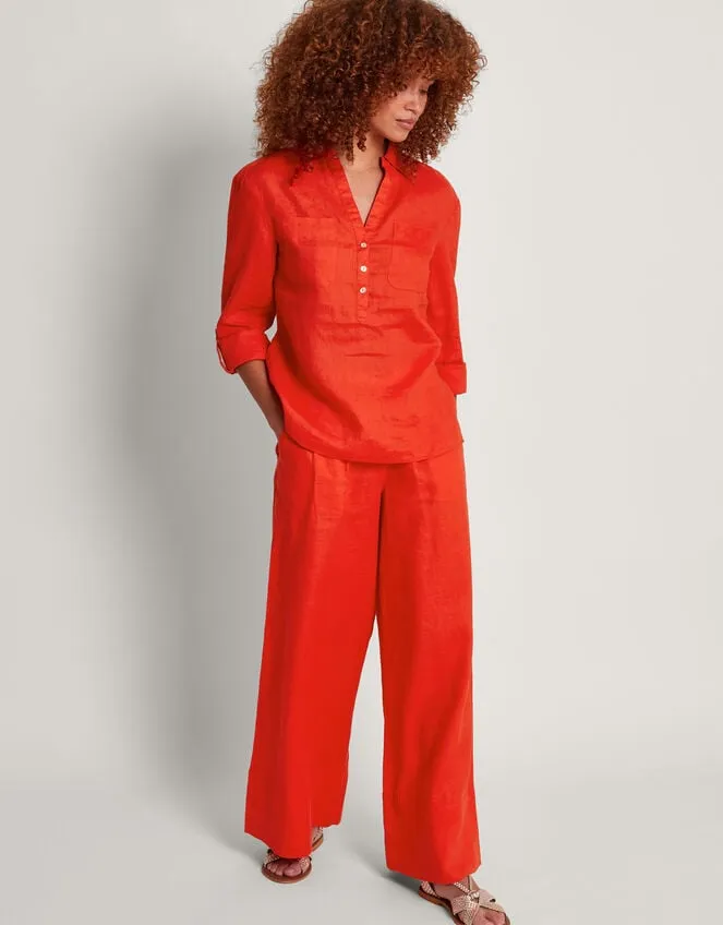 Women Layla Pocket Linen Top Orange Monsoon Tops and Blouses