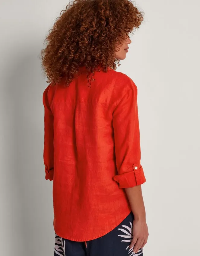 Women Layla Pocket Linen Top Orange Monsoon Tops and Blouses