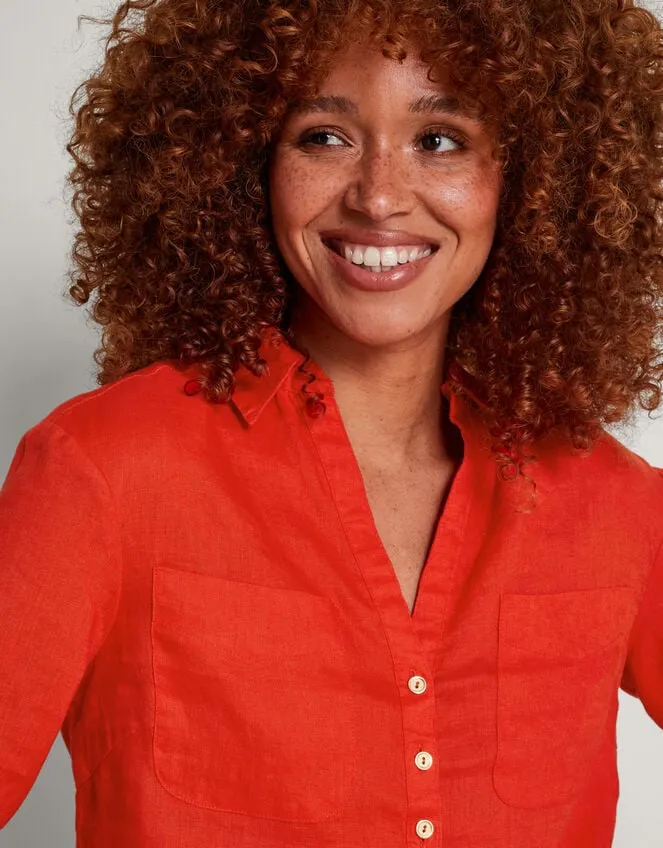 Women Layla Pocket Linen Top Orange Monsoon Tops and Blouses