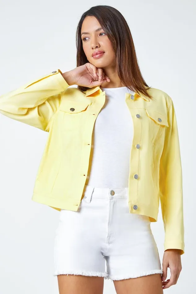 Women Lemon Stretch Pocket Detail Jacket Roman Jackets