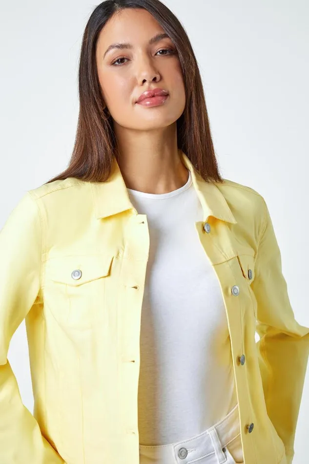 Women Lemon Stretch Pocket Detail Jacket Roman Jackets