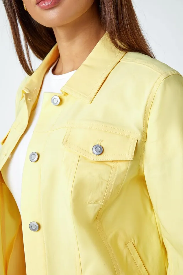 Women Lemon Stretch Pocket Detail Jacket Roman Jackets