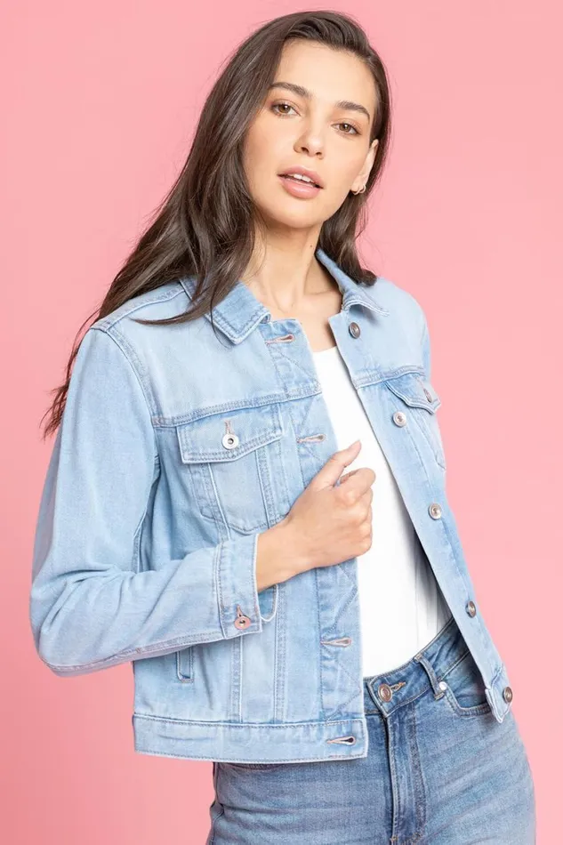 Women Light Blue Classic Cotton Denim Jacket Roman Coords