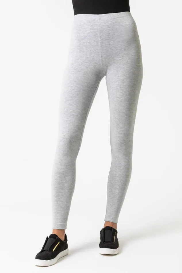 Women Light Grey Stretch Plain Leggings Roman Trousers