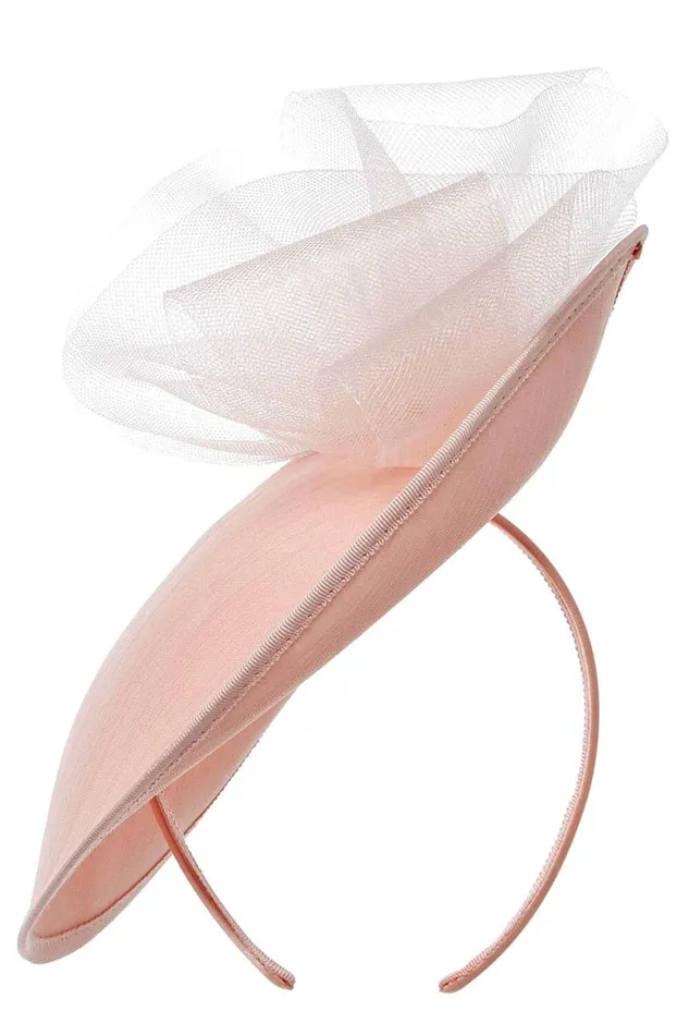 Women Light Pink Mini Disc Bow Fascinator Roman Hats