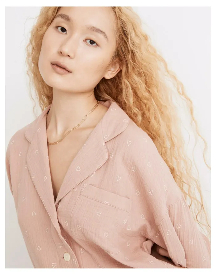 Women Lightestspun Oversized Long Pajama Set In Open Hearts Dusty Blush Madewell Pajamas Women Lightestspun Oversized Long Pajama Set In Open Hearts Dusty Blush Madewell Pajamas