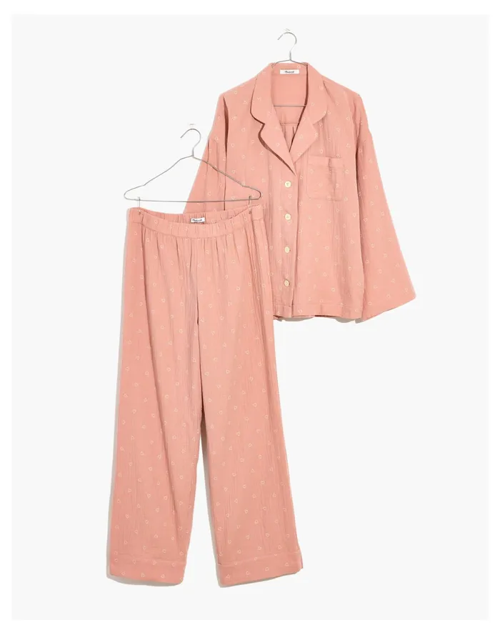 Women Lightestspun Oversized Long Pajama Set In Open Hearts Dusty Blush Madewell Pajamas Women Lightestspun Oversized Long Pajama Set In Open Hearts Dusty Blush Madewell Pajamas