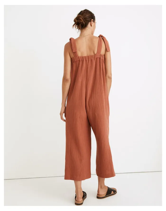 Women Lightestspun Tie Strap Cover Up Jumpsuit Weathered Brick Madewell Swim Women Lightestspun Tie Strap Cover Up Jumpsuit Weathered Brick Madewell Swim