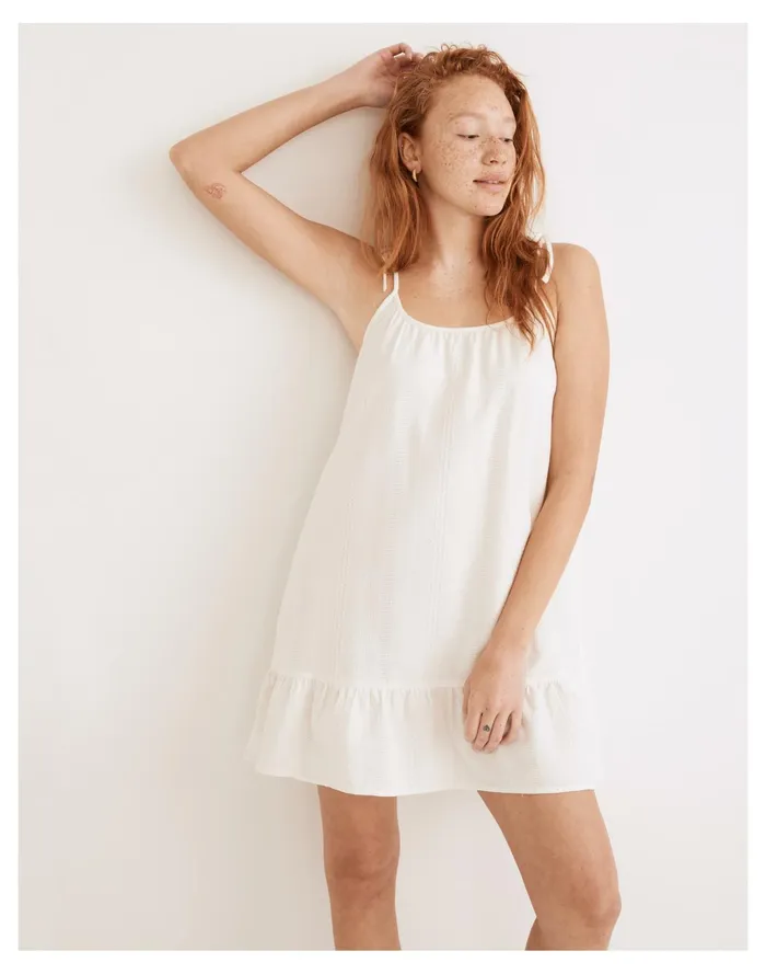 Women Lightestspun Tie Strap Ruffle Hem Cover Up Dress Lighthouse Madewell Swim Women Lightestspun Tie Strap Ruffle Hem Cover Up Dress Lighthouse Madewell Swim