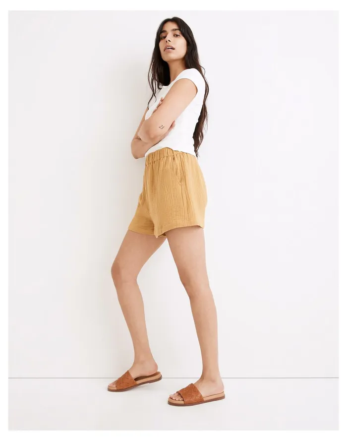 Women Lightspun Easy Pull On Shorts Earthen Gold Madewell Shorts Women Lightspun Easy Pull On Shorts Earthen Gold Madewell Shorts