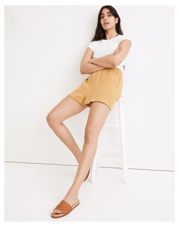 Women Lightspun Easy Pull On Shorts Earthen Gold Madewell Shorts Women Lightspun Easy Pull On Shorts Earthen Gold Madewell Shorts