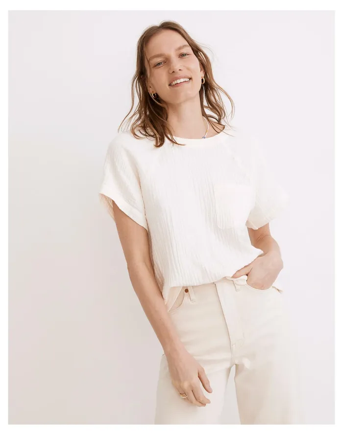 Women Lightspun Renwood Button Back Top Lighthouse Madewell Tops and Shirts