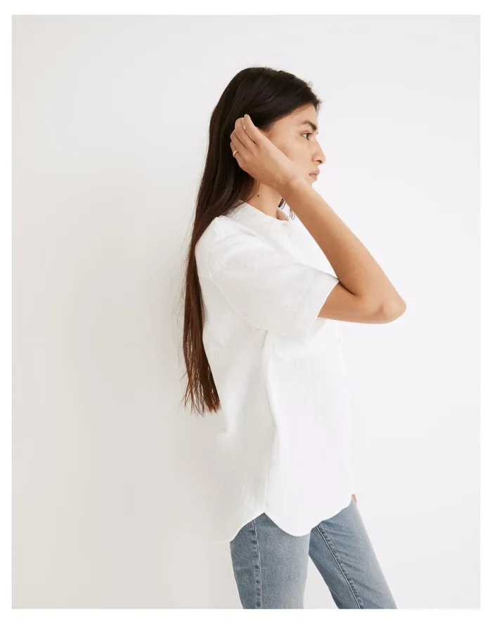 Women Lightspun Short Sleeve Flap Pocket Shirt Lighthouse Madewell Tops and Shirts Women Lightspun Short Sleeve Flap Pocket Shirt Lighthouse Madewell Tops and Shirts