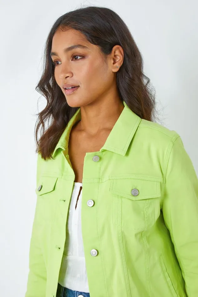 Women Lime Stretch Pocket Detail Jacket Roman Coords