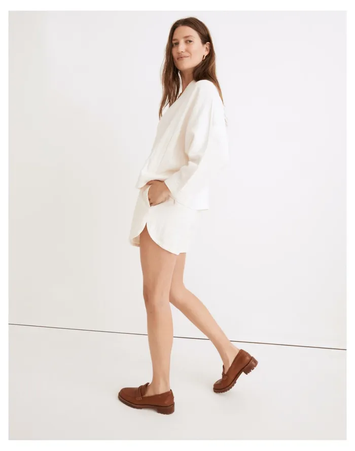 Women Linen Blend Cropped Robe Jacket Bright Ivory Madewell Jackets Women Linen Blend Cropped Robe Jacket Bright Ivory Madewell Jackets