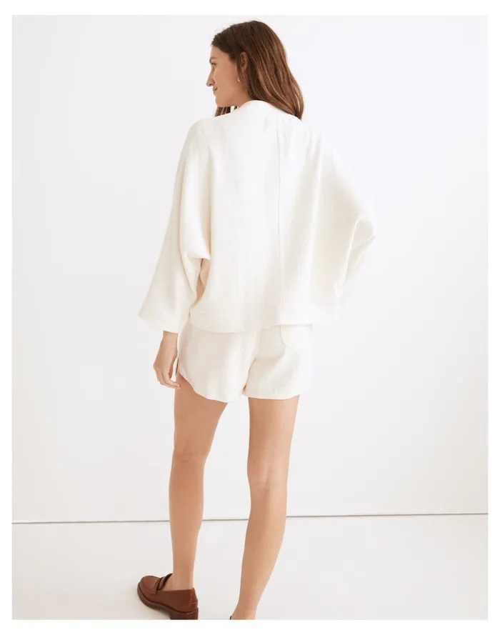Women Linen Blend Cropped Robe Jacket Bright Ivory Madewell Jackets Women Linen Blend Cropped Robe Jacket Bright Ivory Madewell Jackets