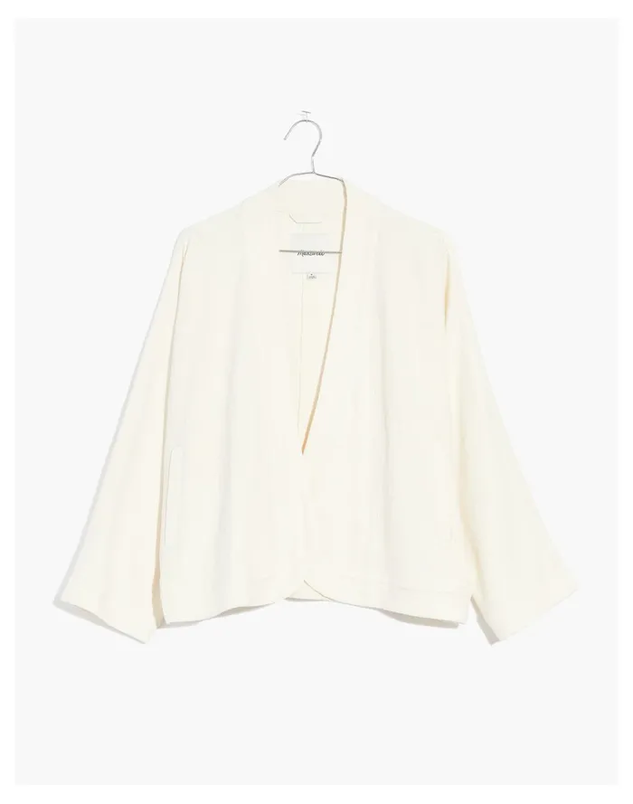 Women Linen Blend Cropped Robe Jacket Bright Ivory Madewell Jackets Women Linen Blend Cropped Robe Jacket Bright Ivory Madewell Jackets