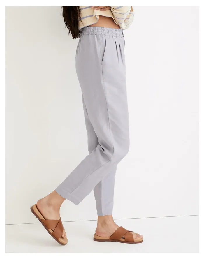 Women Linen Blend Track Trousers Faded Lavender Madewell Pants Women Linen Blend Track Trousers Faded Lavender Madewell Pants