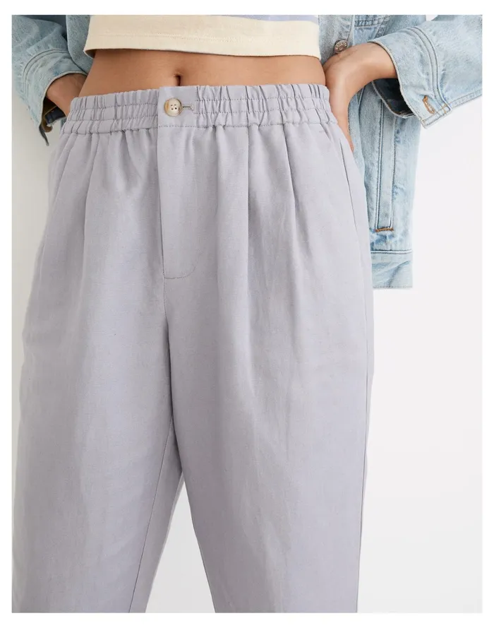 Women Linen Blend Track Trousers Faded Lavender Madewell Pants Women Linen Blend Track Trousers Faded Lavender Madewell Pants