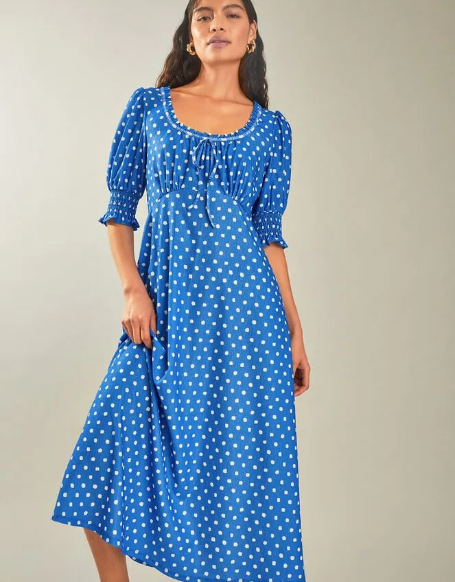Women Liza Spot Jersey Dress Blue Monsoon Dresses