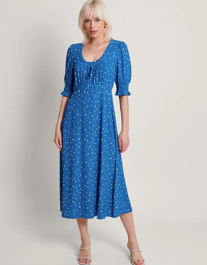 Women Liza Spot Jersey Dress Blue Monsoon Dresses
