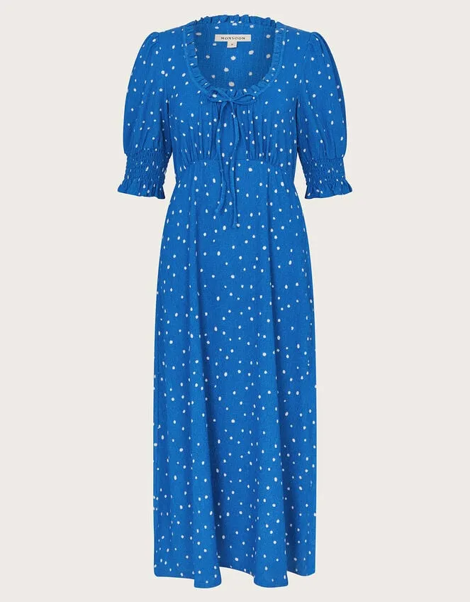 Women Liza Spot Jersey Dress Blue Monsoon Dresses