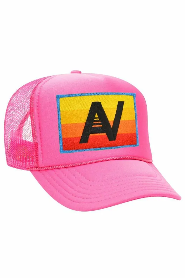 Women LOGO RAINBOW VINTAGE TRUCKER HAT Aviator Nation TruckerHats