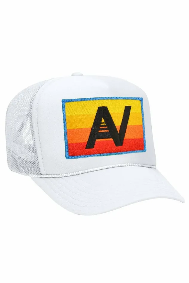 Women LOGO RAINBOW VINTAGE TRUCKER HAT Aviator Nation TruckerHats Women LOGO RAINBOW VINTAGE TRUCKER HAT Aviator Nation TruckerHats
