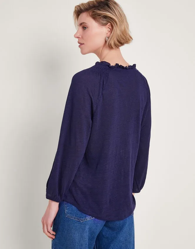 Women Lola Embroidered Linen Top Blue Monsoon Tops and Blouses