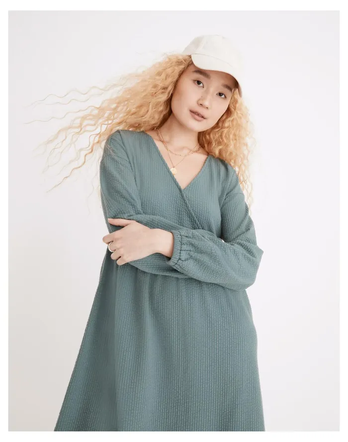 Women Long Sleeve V Neck Crossover Dress Faded Shale Madewell Dresses Women Long Sleeve V Neck Crossover Dress Faded Shale Madewell Dresses