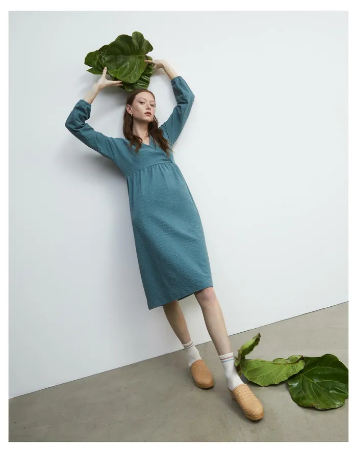 Women Long Sleeve V Neck Crossover Dress Faded Shale Madewell Dresses Women Long Sleeve V Neck Crossover Dress Faded Shale Madewell Dresses