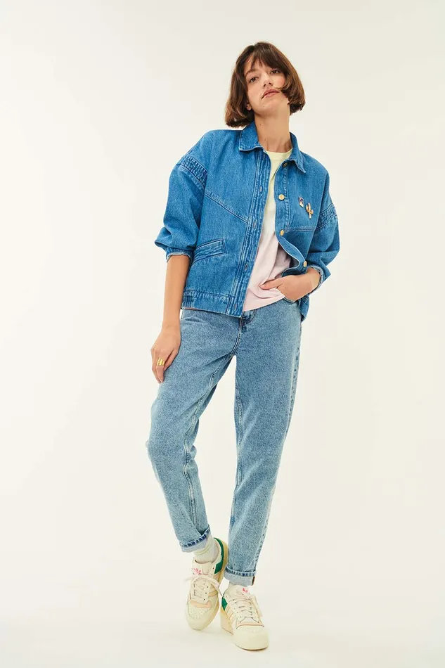 Women Loubia Vintage Blue Jacket Des Petits Hauts Denim