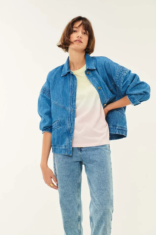 Women Loubia Vintage Blue Jacket Des Petits Hauts Denim