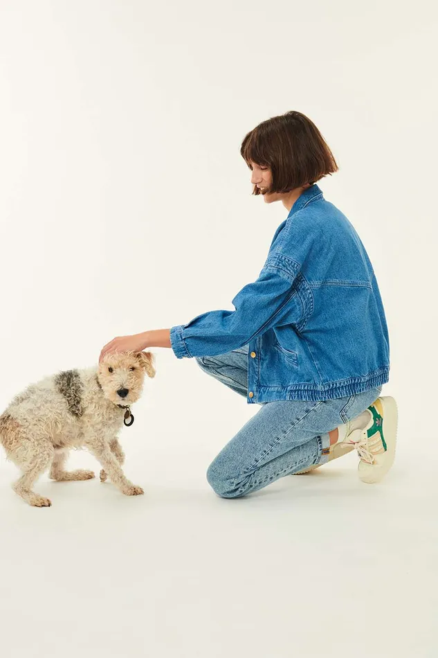 Women Loubia Vintage Blue Jacket Des Petits Hauts Denim
