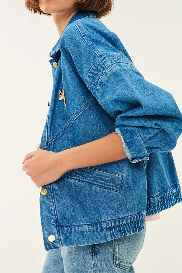Women Loubia Vintage Blue Jacket Des Petits Hauts Denim