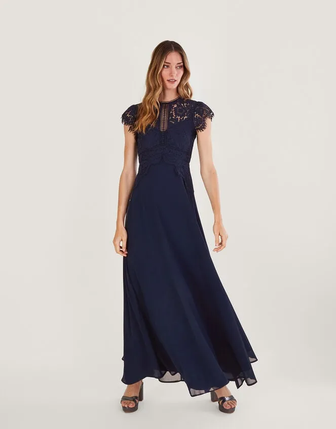Women Louise Lace Maxi Dress Blue Monsoon Occasionwear