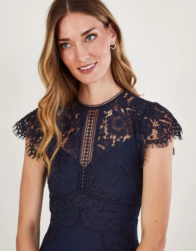 Women Louise Lace Maxi Dress Blue Monsoon Occasionwear