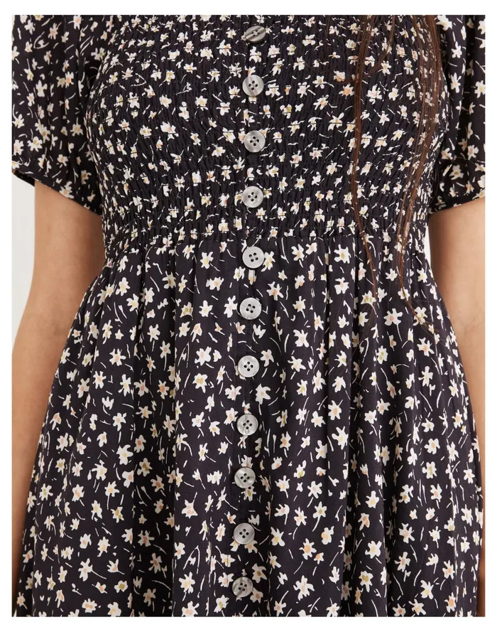 Women Lucie Smocked Button Front Midi Dress In Sweet Floral Crushed Blackberry Madewell Dresses Women Lucie Smocked Button Front Midi Dress In Sweet Floral Crushed Blackberry Madewell Dresses
