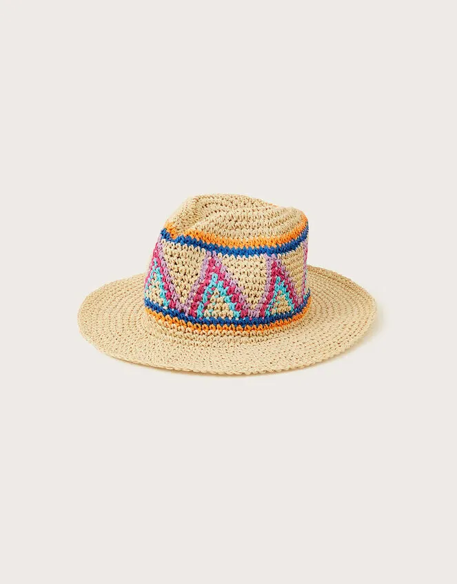 Women Macrame Detail Fedora Hat Monsoon Hats